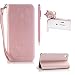 Produktbild SKYXD Sony Xperia E5 Hülle Leder Rosen Blumen und Schmetterlings Muster,PU Folio Klappbar SchutzHülle [Brieftasche Kartenfach / Magnet / Standfunktion / Trageschlaufe] KlappHülle für mit [Katze Handyanhänger + Eingabestift] 3 in 1 Zubehör Set Handy Tasche Etui für Sony Xperia E5 Bookstyle Flip Case Leather Cover With [Stylus and Dust Plug]- Roségold