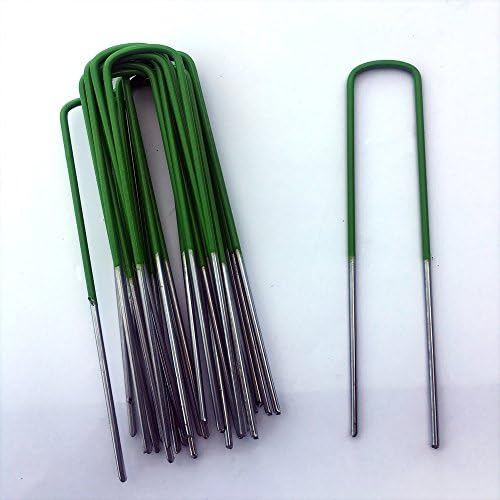 Lawn World® 50 Pack Half Light Green 3mm Standard Artificial Grass Turf U Pins Galvanised Metal Pegs Staples Weed Garden Bevelled End