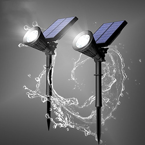 Vorally LED Solarleuchte mit Bewegungsmelder, 6leds Solar Spotlight Wasserdicht solar Gartenleuchten, Solar Außenleuchte, solarleuchten für Garten, Garten Deko, Garage usw. (Weiß) - 3
