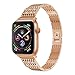 Produktbild Armband für Apple Watch Series 4 44mm, MuSheng 5 Farben Edelstahl Ersatz Uhrenband Sport Armband Strap mit Einzigartiger Ohne Schnalle (Roségold)