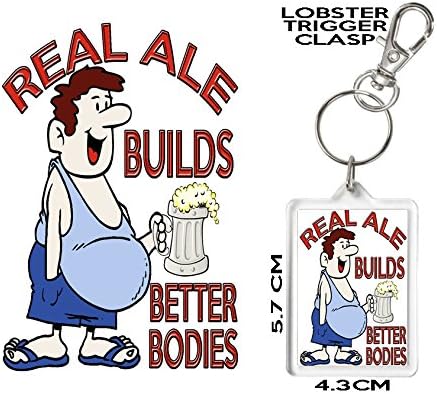 REAL ALE GIFT KEYRING, Key chain, Can be personalised, REAL ALE BUILDS BETTER BODIES. Excellent Birthday or Christmas Gift Matching Mug and Coaster Available.