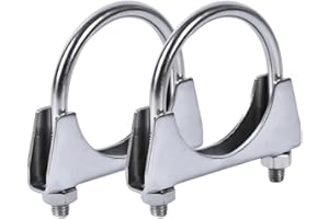 JNNJ 2 Pezzi Morsetti di Scarico, Morsetto a Bullone U Universale a Sella In Acciaio Inossidabile,Stringitubo Marmitta Fascetta Fissaggio Scarico per Montaggio Veicolo Esterni Accessori Pratico