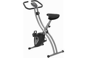QUIRUMED Bicicleta estática plegable magnética, pantalla LCD, 8 niveles de intensidad, Sillín regulable, Peso máximo usuario 120 kg,