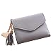 Produktbild Handtasche Damen Btruely Kurze Brieftasche Quaste Mädchen Leder kleine Mini Brieftasche Halter Zip Geldbörse Clutch Handtasche Lange Geldbörse Leder Brieftasche (Grau)