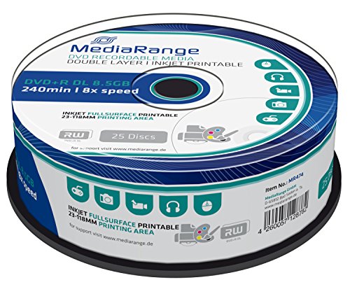 MediaRange MR474 - DVD+R Double Layer 8,5GB 8x Speed, bedruckbar, 25 Stück