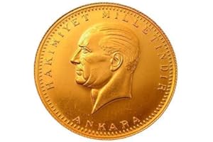 Original und Neu Türkische Goldmünze 25 Piaster Kurush Ata Ceyrek Altin Ohne Öse in Kapsel mit Geschenkbeutel