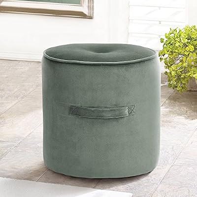 Fanilife Repose-pieds Repose-pieds Siège Ottoman Pouf Chaise ronde Tabouret avec Velvet Luxury Cover Vert