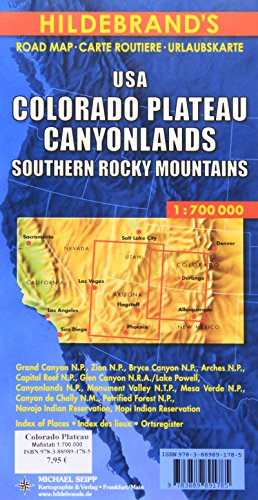 Carte routière : USA, Colorado Plateau, Canyonlands, Südliche Rocky Mountains