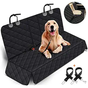 Yuntec Dog Car Seat Cover, Dog Seat Cover for Back Seat Car Seat Protector for Dogs Pets Waterproof Pet Seat Cover with 2 Dog Seat Belts, Non-Slip Bench Seat Covers Armrest for Cars Trucks SUVs