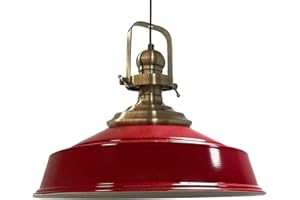 ‎BAMYUM bamyum Asletl Küchenlampe Hängend Industrial Metall Ø41cm, Küchenlampe Rot Vintage, Hängelampe Esstisch, Pendelleuchte Rot, Wohnzimmerlampe Hängend, Pendelleuchte Esstisch Vintage, Esstischleuchten