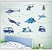 Produktbild Kinderzimmer Wandsticker Helikopter Flugzeuge Autos Wandtattoo Wandbilder Aufkleber