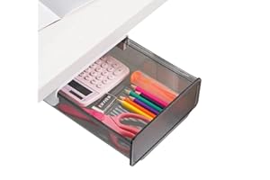 BHINA Cassetti Sotto Scrivania,Archiviazione Sotto Scrivania,Scatola Portaoggetti Sotto Scrivania,Portaoggetti Sotto Scrivania Nero,Con Strisce Adesive,Adatto Per Casa,Ufficio,Scuola,Cosmetici,Forbici