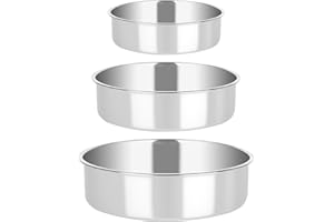 XCRPRT Lot de 3 moules à gâteau, ronds, en acier inoxydable, 3 tailles, diamètre : 10/16/18 cm, pour anniversaire, mariage, Noël, facile à nettoyer