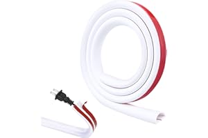 TEUENA Mini Cable Trunking, Half Round Cable Cover, Single Cable Tidy with Self Adhesive Tape, Flexible Cord Cover for Hiding Wires on Wall and Floor, 15mm×10mm, 1 Meter, White