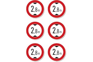 HAVATI Autocollants : Ø 50 mm, lot de 6 – Hauteur de passage maximale/interdiction pour les véhicules trop hauts – 2,8 m – m – Certifié StVO Z-265