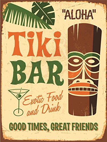 Delester Design PT074T2 Wandschild Tiki Bar, beige, 40 x 30 x 1 cm