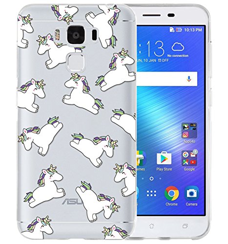 Funda Para Asus Zenfone 3 Max ZC553KL 5 5 pulgadas  Sunrive   TPU Slim Fit Funda Gel Transparente Carcasa Case Bumper de Impactos y Anti-Ara  azos Espalda Cover tpu Unicornio    1 x L  piz   ptico