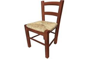 PALUPLUS Sediolina in Legno di Faggio, Misura 30x24x52 cm, Seduta in Paglia Intrecciata, Sedia Baby Bassa da Camino, per Cameretta, Cucina, Made in Italy -21F (Noce Scuro)
