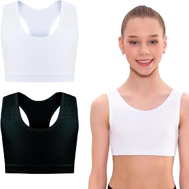 DK MY FASHION, Crop Top in Cotone per Bambina, Bralette, Reggiseno Sportivo, Bustino, Confezione da 5, tra 8 e 15 anni, Colore 1, 8 anni