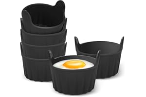 SANJOMORE 6PCS Ramekins for Air Fryer, Egg Poacher for Air Fryer, Food Grade Air Fryer Egg Poacher, Silicone Egg Poacher Cups Air Fryer Accessories Poached Egg Moulds for Air Fryer, Microwave and Oven