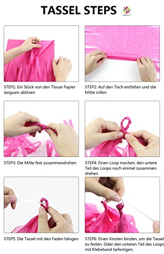 SUNBEAUTY 20er Set Viele Farben Girlande Papier Deko für Party Hochzeit Geburtstag Feier (Pink, Rosa, Weiß, Gold) - 5