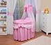 WALDIN Baby wicker cradle, Moses basket, 4 colours available,pink