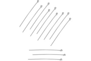 DIY925 My-Bead 10 pezzi chiodini occhiello 50mm x Ø 0.5mm con testa a pallina in argento 925 per la produzione di gioielli DIY