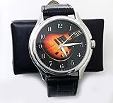 Wunderschöner Kunst, Ahorn, elektrische Gitarre, 40 mm, Sammlerstück CHROMED Messing Handgelenk Uhren