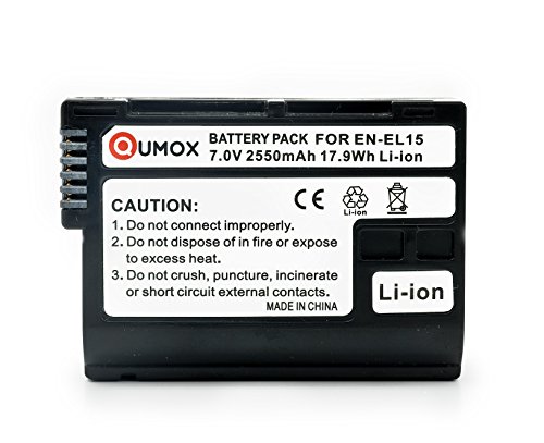 QUMOX Batterie Li-Ion EN-EL15 2550 mAh 7 0V pour Nikon D500 D7000 D7100 D600 D610 D750 D810 D800 D800E 1 V1 DSLR QUMOX Batterie Li-Ion EN-EL15 2550 mAh 7 0V pour Nikon D500 D7000 D7100 D600 D610 D750 D810 D800 D800E 1 V1 DSLR