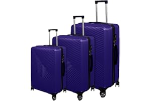 Alivio Lightweight Hard Shell ABS Suitcase Set Luggage Travel Trolley Set, Anti-Scratch Telescopic Handle & TSA Lock Trolley 20", 24" & 28" (Navy Blue, Set of 3)