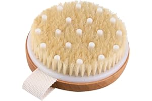 I.P.P.A. Spazzola scrub, Spazzola massaggio, Spazzola corpo a secco setole naturali in tampico, Ottima per inestetismi, cellulite e ritenzione idrica, Migliora la circolazione con azione esfoliante