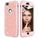 Produktbild Hybrid Stoßfest Schutzhülle für iPhone 7 8, Aearl 3 in 1 Trefferfarbe Bling Glänzend Glitzer PC Schwer 360 Grad Voll Schutz Full Body Case Handy-Tasche Schale Handy-Hülle für iPhone 8 6 - Roségold & Roségold
