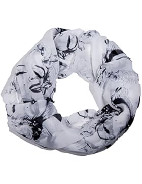 ManuMar Loop-Schal für Damen | feines Hals-Tuch mit Marylin Monroe Lippen Porträt-Motiv | Schlauch-Schal - Das...