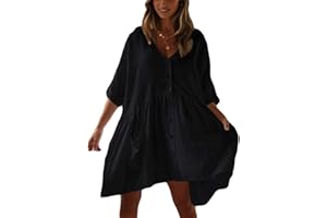 Bsubseach Sukienki plażowe dla kobiet strój kąpielowy okrycie kąpielowe okrycie kąpielowe sukienka koszula bluzka szwajcarska kropka