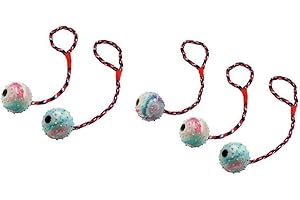 Cajou Ball am Seil Wurfball Schleuderball für Hunde Hundeball mit Wurfschlaufe (5 Stück)