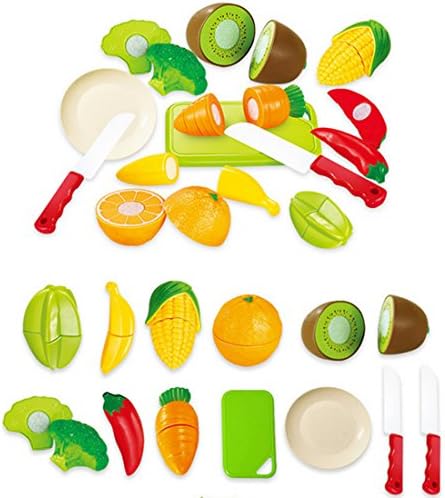 Food Toy, Finer Shop 12Pcs Plastic Fruit Vegetable Kitchen Cutting Toy Early Development Education Toys for Baby Kids - Delivery Random