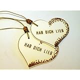 Geschenkanhänger HAB DICH LIEB/ 2 STÜCK/ Präsentanhänger/ Valentinstag/ Herzanhänger/ Geschenkdekoration/ Glückwunschkärtchen/ Gift Tag/ Deko - Anhänger/ Holzschliffpappe/ Naturdeko