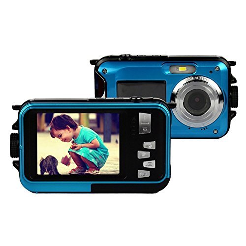 Cámara Subacuática Stoga CGT001 Pantallas Dobles Impermeable Digital Cámara Vídeo 1.8 Pulgadas LCD Frontal LCD con de 2.1 Pulgadas Cámara Easy Shot Automática - Azul