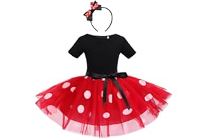 IWEMEK Infant Baby Toddlers Girls Christmas Polka Dots Birthday Princess Bowknot Tutu Dress Halloween Xmas Cosplay Carnival Pageant Cute Mouse Dress Up Fancy Costume Party Outfits with Headband 1-6Y