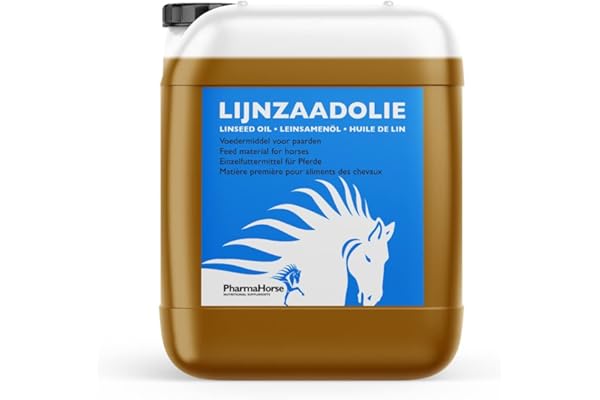 PharmaHorse Huile de Lin Cheval | Fonction intestinale | Fonction Digestive | Bonne Digestion Cheval | Complément Alimentaire Cheval | sans sucres ajoutés | 5L