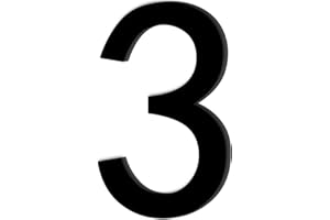 LIBAIDZ Hausnummer Klebend Nr.3,Höhe 9,8 cm,Ziffer zum Aufkleben aus Acryl,Hausschild für Draußen,Hausnummern,für Außen,Briefkasten,Tür,Wetterfest,Ziffern zum Aufkleben,Matt Schwarz