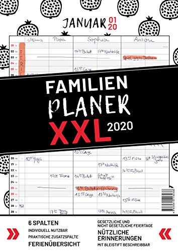 XXL Familienplaner 2020 zum Aufhängen in DIN A3. Hochwertiger und übersichtlicher Familienkalender