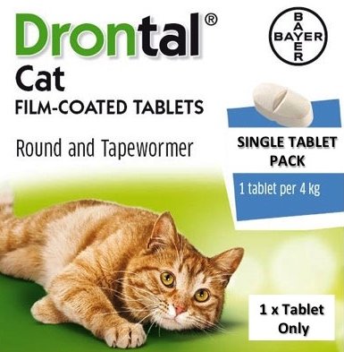 Single Drontal Cat Worming Tablet (1 x Tablet only)