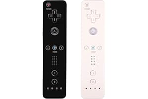 AUFGLO Wii Controller 2 Pack Wii u Remote mit Silikongehäuse und Handgelenksgurt (schwarz+weiß)
