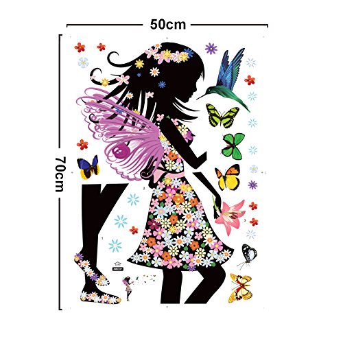 Engel Fee Schmetterlinge Bird Vinyl Wand Aufkleber Home Aufkleber Papier abnehmbarer Living Eßzimmer Schlafzimmer Kitchen Art Bild Wandmalereien DIY Stick Mädchen Jungen Baby Kinderzimmer Spielzimmer Dekoration - 5