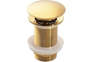 HWJFDC Bonde de Lavabo Bouchon de vidange Pop-Up for lavabo de Salle de Bains, en Or brossé, Noir Mat, Blanc, Or Rose, Or, Chrome, Accessoires de lavabo (Color : Dark Gold no Hole)