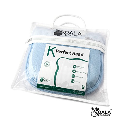 Orthopädisches Plattkopf Babykissen mit zwei entfernbaren Bezügen beugt vor / heilt Plagiozephalie (Schiefschädel-Kopfform) | Babykopfkissen für die korrekte Kleinkind-Position, perfekt für den Kinderwagen, das Kinderbett oder die Wiege – KoalaBabycare – Babykissen gegen Kopfverformung - 8