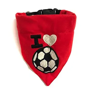 That Dog In Tuxedo I Love Football Dog Embroidered Bandana/Scarf with Adjustable Dog Collar (Size - M-L)