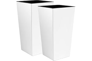 WELL HOME MOBILIARIO & DECORACIÓN 2 unidades de macetero zanvic urbi 26,6 litros de plástico fower pot con interior liner 27 x 27 x 50 cm blanco