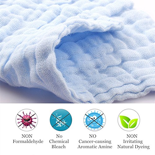 Baby Musselin Waschlappen und Handtücher – natürlichem Bio Baumwolle Baby-Feuchttücher – weich Neugeborene Baby Face Handtuch und Musselin Waschlappen, für empfindliche PORTOFREI. Baby REGISTRY als Dusche Geschenk, 5 Stück 25,4 x 25,4 cm von mulinn - 6